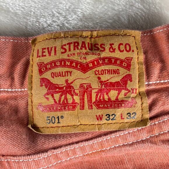 Levi's 501 Jeans Men's 32X32 Button Fly Salmon Coral Red Tab - Picture 7 of 11
